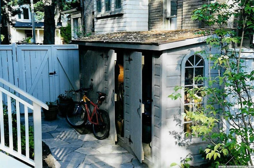 Cedar Sarawak shed 4x14 with double doors in Toronto, Ontario. ID number 132-1